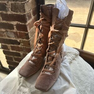 Zimmermann Pink Lace-Up Boots